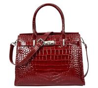 Noelle Sac à main en cuir véritable avec poignée sur le dessus pour femme, Rouge, Medium