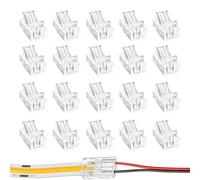 Noenaeni Lot de 20 connecteurs de bande LED à 2 broches de 8 mm, connecteurs rapides sans soudure sans soudure pour bandes lumineuses LED COB / SMD étanches de 8 mm de large, projets de bricolage