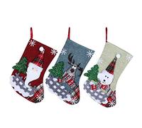 NOENNULL 3 Pièces Bas de Noël 5,8" Décoration de Noël Père Ours Renne Bas de pour les Vacances en Famille Décorations de Fête de