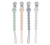NOENNULL 4pcs Baby Pacificier Clips avec Pince Ferme, Chaîne de Collier de Perle en Silicone Douce pour les Filles, Empêchez la Tétine de Tomber