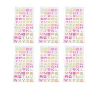 NOENNULL 6 Feuilles D'Autocollants Alphabet Colorés Autocollants Lettres Pailletées Auto-adhésifs Utilisés pour les Cartes de Vœux, la Décoration de la Maison, les Fournitures D'art et