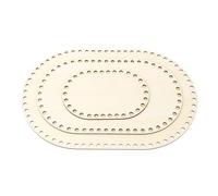 NOENNULL Base de Panier en Bois 3 Pièces, Base en Bois de Panier à Crochet Vide Ovale, de Ovale avec Trou, de au Crochet, de Bricolage, Sac à Main, Tricot, Tissage,