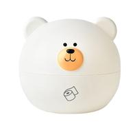 NOENNULL Boîte à Mouchoirs Ronde, Couverture de Boîte à Mouchoirs de Dessin animé Mignon, Plastique Animal Décoratif, Porte-mouchoir Rond pour Table de Salle de Bain (Ours blanc)