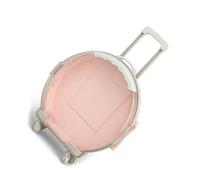 NOENNULL Boîte de Valise en Plastique pour Enfants Organisateur de Jouets Multifonctionnel Mini Forme de Valise Ronde Boîte de Rangement Cosmétique avec Roue pour Voyage à la Maison (Rose Clair)