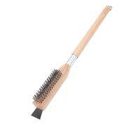 NOENNULL Brosse de Nettoyage pour Four à Pizza, Poils en Acier de qualité Supérieure, Manche en Bois pour Restaurants Italiens, Grattoir en Acier 24,4x1,6 Pouces pour Usage Commercial