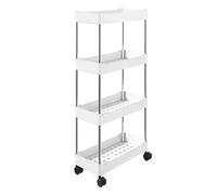 NOENNULL Chariot Roulant Fin à 4 Niveaux, Organisateur de Salle de Bain, étagère Mobile, Support de Rangement Extensible pour Chariot Roulant, étagère de Rangement Mobile pour Bureau et Cuisine