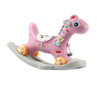 NOENNULL Cheval à Bascule, Jouet pour Tout-Petits, Dossier Amovible et Sûr, Finition Soignée, Joli Cheval à Bascule à Monter pour Les Enfants à Partir de 3 Ans (Rose)