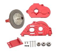 NOENNULL Couvercle D'Engrenage RC, Boîtier D'Engrenage en Alliage D'aluminium avec Engrenage et Pignon pour Voiture SENTON Granite Typhon 1/10 RC (Rouge)