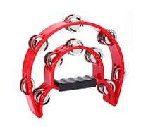 NOENNULL Double Rangée Jingles Handbell Tambourin, 8 Notes Instrument de Percussion Musicale avec 10 Jingling Zils pour Enfants Adultes, Salle de Classe Party Festival Music Education Toy (Rouge)