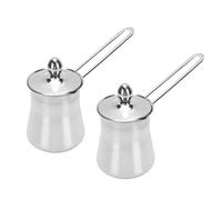 NOENNULL Ensemble de Cafetière Turc de 2 Emballages, Ibrik en Acier Inoxydable de 15 Oz avec Couvercle de Lait de Couvercle Chocolate de Chocolat pour la Cuisinière à Gaz en Laiton