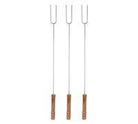 NOENNULL Ensemble de Fourchettes BBQ 3PCS, Bâtons de Rôtissage en Acier Inoxydable de 18,6 Pouces avec Poignées en Bois de Hêtre pour Camping, Barbecue en Extérieur en Arrière