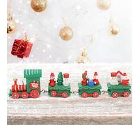 NOENNULL Ensemble de Jouets de Train de Noël, Design Vivant et Charmant pour Enfants, Cadeau de Décoration de Bureau pour la Maison, Matériau en Bois de Haute qualité (Vert)