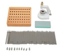 NOENNULL Ensemble de Presse de Montre, Ensemble de Presse D'outil de Jalonnement de Réparation de Montre Kit de Poinçonnage de Bijoux D'horloger avec 50 Poinçons 10 Piquets, Poign