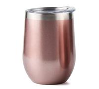 NOENNULL Gobelet en Acier Inoxydable 304, Double Couche, isolé Sous Vide, en Forme de U, pour la Maison, le Bureau et L'extérieur, Tasse Thermique de 12oz (Or Rose)