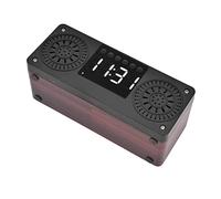 NOENNULL Haut-Parleur Bluetooth en Bois Rouge, Affichage Numérique, Réveil, Caisson de Basses Portable élégant pour la Maison et Le Bureau, 19,9 X 7,9 X 7,1 Cm