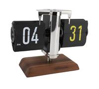 NOENNULL Horloge de Bureau à Bascule Automatique, Affichage 12 Heures, Horloge à Bascule Rétro, à Vintage, Grand Nombre, de Table à Numérique pour la Maison, L'école, L'hôtel, Le café (Argent)