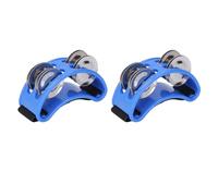 NOENNULL Instrument de Musique à Percussion de Tambourin à Pied 2 Pièces, Percussion à Pied avec Pédale de en Acier Jingle Bells pour Jeu de Batterie et de Guitare (Bleue)