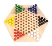 NOENNULL Jeu de Dames Chinoises avec Planche en Bois et Piquets Traditionnels, Jeu pour Adultes et Enfants à partir de 6 ans