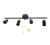 NOENNULL Kit D'éclairage LED 4 Light Track, Éclairage Noir à 4 Voies Noir, Têtes Lumineuses Rotatives Flexibles pour la Cuisine, Le Salon, la Chambre, L'ampoule Non Incluse