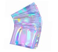 NOENNULL Lot de 100 Sacs en Cellophane Hologramme Auto-scellant avec Serrure Irisée, Sac à Bonbons 9 X 12 Cm, Design Transparent pour un et un Accès Faciles