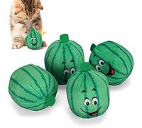 NOENNULL Lot de 4 jouets interactifs en peluche pour animaux de compagnie - Pastèque - Avec dispositif sonore, pour chiens et chats