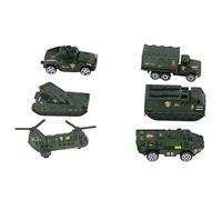 NOENNULL Lot de 6 véhicules militaires moulés sous pression - Jouets de l'armée - Différentes camionnettes, chars, hélicoptères, voiture blindée pour et à partir de 3 ans