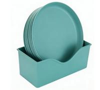 NOENNULL Lot de 8 assiettes plates PP réutilisables Assiettes à dessert rondes Assiettes de service Assiettes à apéritifs avec base pour Snack Dessert Pain Divertissement (Vert)