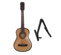 NOENNULL Modèle de Guitare Acoustique Miniature de 15 Cm avec Stand Exposant, Ornement D'instruments de Musique en Bois fabriqué à la Main pour Décoration de Bureau à Domicile,