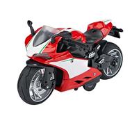 NOENNULL Modèle de Moto Jouet échelle 1:14 en Alliage Modèle de Moto Simulation de Rétractable en Plastique Jouet de avec Son et Lumière pour (Rouge)
