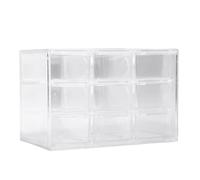 NOENNULL Organisateur Quotidien de Lentilles de Contact à 9 Grilles, Distributeur de Lentilles de Contact Jetables, Boucles d'oreilles, épingles à Cheveux, Boîte de Rangement (Transparente)