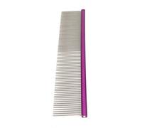 NOENNULL Peigne en Acier pour Animaux de Compagnie, Poignée Ergonomique Confortable pour le Toilettage des Chiens, 2 Densités pour les Races à Poils Longs et Courts, en Acier Inoxydable (Violet 19