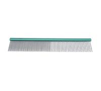 NOENNULL Peigne en Acier pour Animaux de Compagnie, Poignée Ergonomique Confortable pour le Toilettage des Chiens, 2 Densités pour les Races à Poils Longs et Courts, en Acier Inoxydable (Vert 13