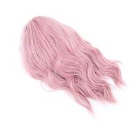 NOENNULL Perruque Bob Rose Bou Ondulée de Haute qualité pour les Fêtes de Cosplay Halloween 14" Boucles en Nylon Réglables