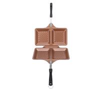 NOENNULL Poêle à Carrée en Fonte pour Grill, Poêle à Revêtement Antiadhésif, Machine à Grillé Double Face, 2 Portions Simultanément, pour la Cuisine à Domicile (Or)