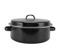 NOENNULL Poêle à frire noire antiadhésive avec couvercle pour four BBQ pour patate douce, châtaignes (couvercle en fer 28 cm)