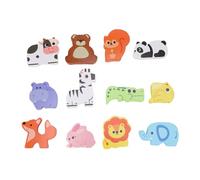 NOENNULL Puzzles en Bois Toys éducatifs éducatifs Apprentissage Précoce des Jouets D'empilement de en Bois avec Boîte de Rangement en Plastique pour Une Organisation Facile, pour la (Animal)