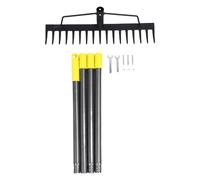 NOENNULL Rake de jardin lourd de 16 bacs - Rake en métal pour niveler le sol, nettoyage des mauvaises herbes et paille, gazon multifonction et outil de paysage avec poignée ergonomique