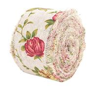 NOENNULL Ruban de Jute en Toile de Jute imprimé Pétale de Rose, Ruban de Ceinture, Décoration en Tissu de Mariage, 10M, DIY Bricolage