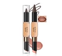 Noerrors Ensemble de crayon à lèvres ombré 2 en 1 et rouge à lèvres doux mat nude marron nude avec finition haute brillance, kit de crayon à lèvres crémeux et velours hydratant, maquillage longue