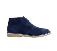 NOESLOMISMO BY DILEMA Bottines pour homme en cuir croûte de cuir véritable - Chaussures Safari Desert Boots demi-tige avec lacets, semelle crêpe caoutchouc souple, bottines en daim classiques, bleu