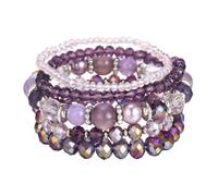 Noessla Boho Stretch Bracelet Colorable Perles de cristal empilables Bracelets Costume a la mode bijoux de la fete des meres pour femmes (21 viol