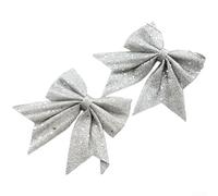 Noeud à paillettes en polyester pour sapin de Noël et couronne - Décoration à faire soi-même - Accessoire de vacances léger et scintillant (B)