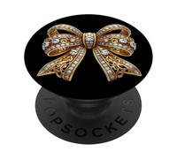 Noeud Bling Or Diamant - Cadeau Élégant et Luxueux PopSockets PopGrip Adhésif