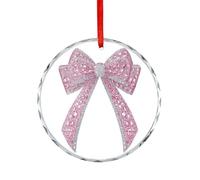 Noeud coquette en cristal rose avec ruban décoratif à suspendre pour sapin de Noël