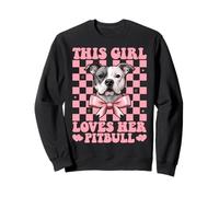 Noeud Coquette Rose avec Inscription « This Girl Loves Her Pitbull Dog » Sweatshirt