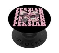 Noeud Coquette Rose Perse Chat Fille Chat Maman PopSockets PopGrip Adhésif