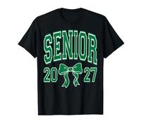 Noeud Coquette Vert et Blanc pour diplômé Senior Class of 2027 T-Shirt Graphique avec Valeur