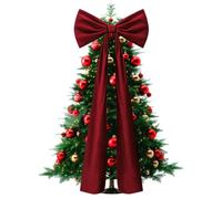 Noeud de décoration pour sapin de Noël, ruban rouge, long serpentins de Noël