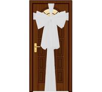 Noeud de Porte de Noël - Couvre-Porte géant Blanc de 9 m - Décorations de Porte d'entrée pour Mariage, fête prénatale, décoration extérieure de la Maison