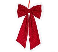 Noeud De Sapin De Noël À Pois Avec Bordure Dentelle 40x26cm Polyester | Polyester Fabric, White pour polka Dot Pattern, Lace Trim, Sparkling Accents, Multiple Sizes, Easy Hang Loop
